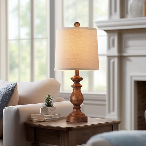 PARTPHONER Traditional Table Lamp Set of 2, Rustic Farmhouse Table Lamps for Living Room Bedroom, 22" Bedside Desk