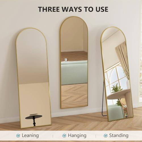 DUMOS 63"x20" Arched Full Length Floor Mirror, Full Body Mirror with Stand