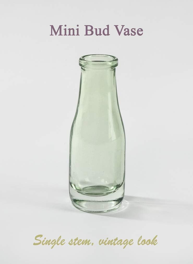 Mini Glass Bud Vase / Green / Set of 6