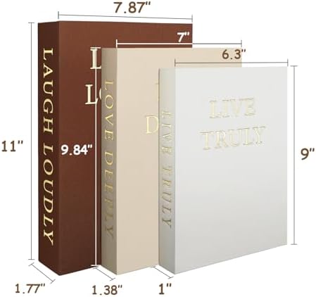 Aesthetic Decorative Books, Set of 3 Linen Faux Books for Decoration