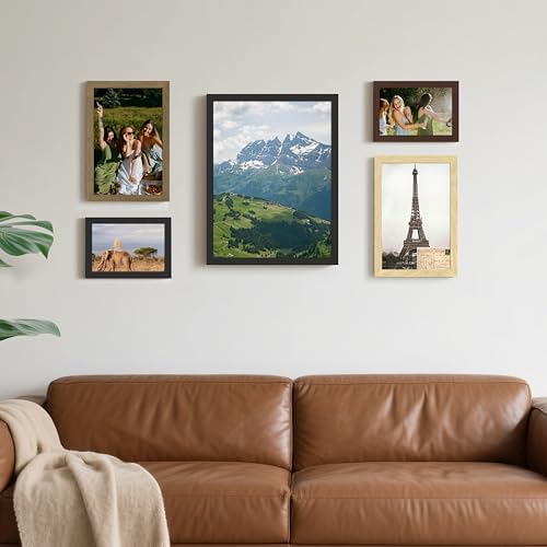 FrameWorks 24”x36” Wooden Poster Frame, Classic Natural Oak Matte Edged Frames w/Shatterproof Acrylic Glass, Photos