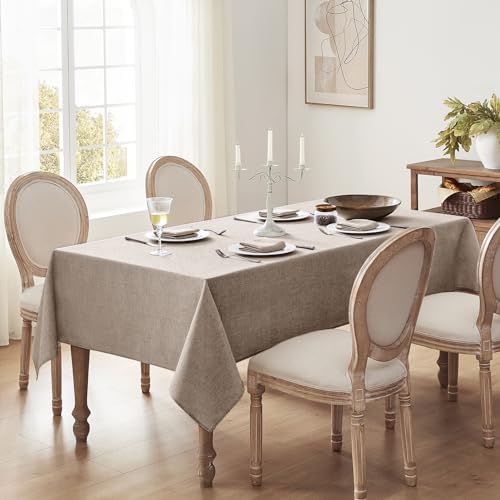 Softalker Small Rectangular Tablecloths 70x52 Inch Brown Linen Textured Outdoor Table Cloth Stain and Wrinkle Resistant Table Cover for Spring,Easter,Summer,Party,Garden,Coffee Modern Decor Tabletop