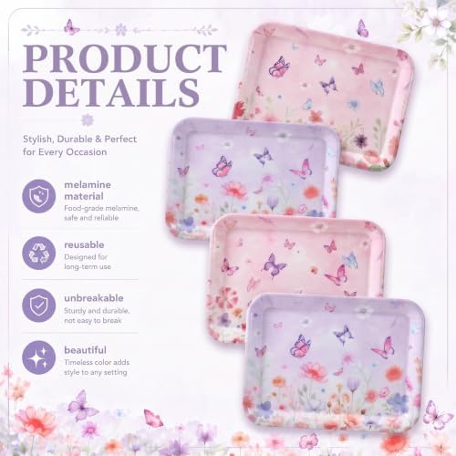 4 Pieces Butterfly Serving Trays Melamine Platters