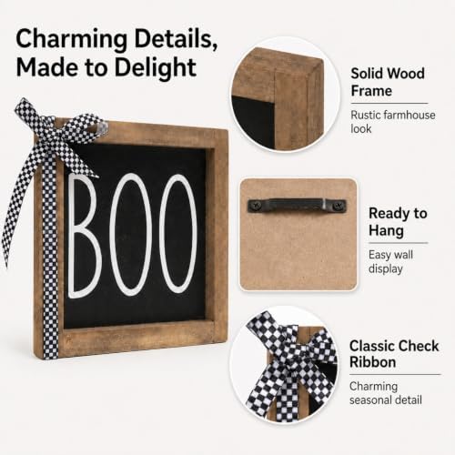 Boo Sign, Halloween Wall Table Shelf Tiered Tray Desk Home Decor