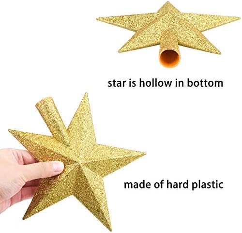 8 Inches Christmas Tree Top Crown Glitter Star Decoration (Golden)