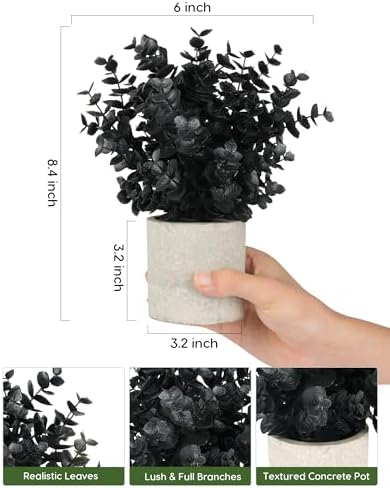Velener 2 PCS Small Fake Eucalyptus Plant Halloween Artificial Potted Plants Indoor for Christmas Decor Indoor