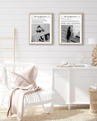 EcoHest 12x16 in Cool Girl Newspaper Framed Wall Art for Bedroom