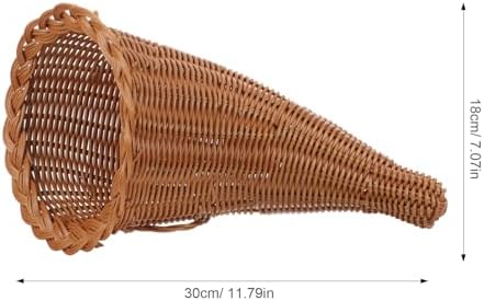 jojofuny Fall Cornucopia Basket: Thanksgiving Horn of Plenty for Harvest Autumn Table Decoration - Hand-woven Rattan Horn Basket for Christmas Table Centerpieces