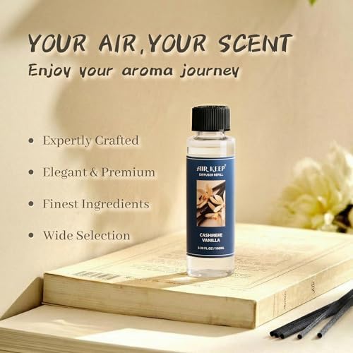 Airkeep Reed Diffuser Oil Refill/Cashmere Vanilla/3.38 oz / 1 Pack/Air Freshener & Aromatherapy Essential Oil Blend for