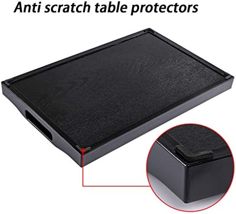 MDLUU Plastic Serving Tray, Ottoman Tray with Cutout Handles, Rectangle Butler Tray for Breakfast in Bed, Coffee Table Decor, Party (Black)