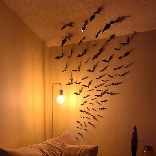 Bats Wall Decor, 170Pcs 3D Bat Halloween Decorations