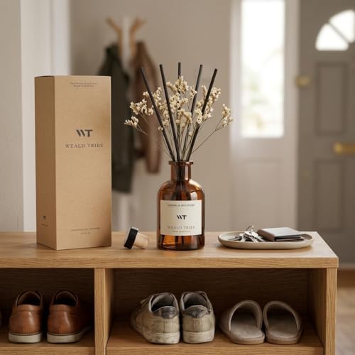 WEALD TRIBE Flower Reed Diffuser Set Lime & Citrus Scent for Bathroom Air Fresheners, Oil Diffuser Sticks | 4.0 fl oz