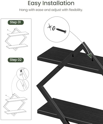 CHOEZON Floating Shelves, Set of 2 Wall Shelves, 2-Tier Hanging Shelves, Wall Shelf Set of 2, Wall Mounted Shelves, for