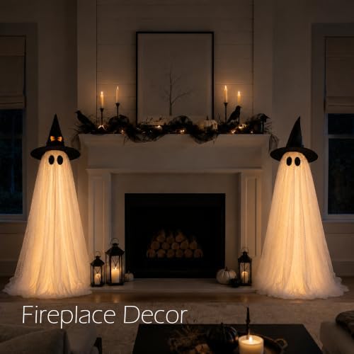 2Packs Halloween Decorations Outdoor,Halloweens Party Decoration Indoor,Spooky Ghost with Remote Control String