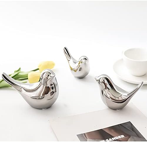 FANTESTICRYAN Small Birds Statues Home Decor, Modern Style, Silver, M&L