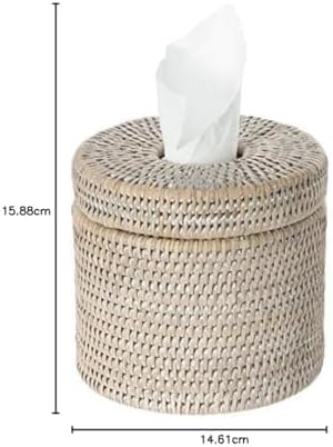 KOUBOO La Jolla Rattan Toilet Paper Holder with Lid, White Wash, Bathroom | Handwoven natural texture, freestanding