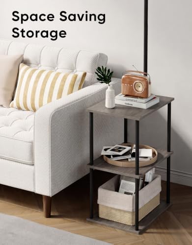 PARTPHONER Floor Lamp with Table, Night Stand with Lamp, Narrow Side Table with 3CCT LED Bulb, Small Coffee Table