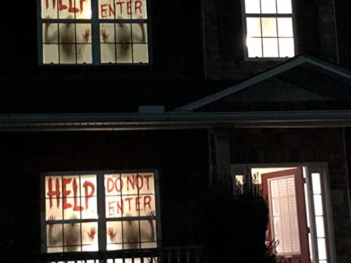 2PCS Halloween Giant Bloody Window Posters Windows Clings Party Decoration Haunted House Door Cover Creepy School Dormitory Window 60" x 60"