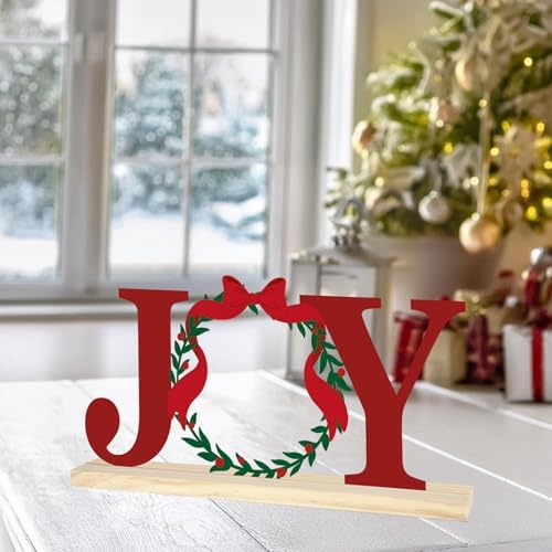 Metal Merry Christmas Joy Sign Decorations for Home Party Shelf Mantel