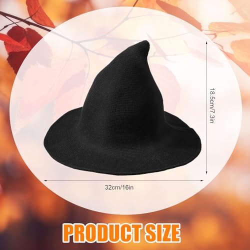 Mepase 12 Pcs Halloween Witch Hat Knitted Witch Cap Women Wizard Hat
