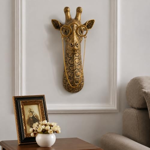 UITWMKTG Gold Animal Head Wall Decor Wall Sculpture Home Decor Statue for Living Room Office Bedroom Modern Decor for