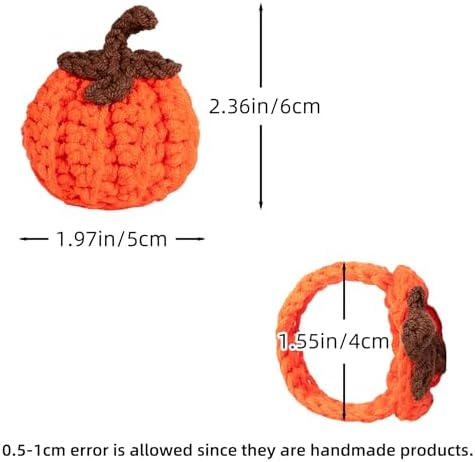 Set of 6 Pumpkin Napkin Rings, Fall Napkin Rings Thanksgiving Halloween Napkin Ring Holder, Handcrafted Crochet Napkin Holders for Thanksgiving Dinner Table Décor (6, Orange)