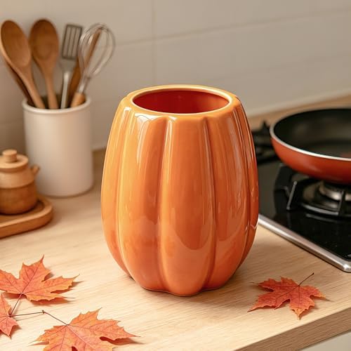 pinata Fall Kitchen Decor, Ceramic Fall Pumpkin Utensil Holder