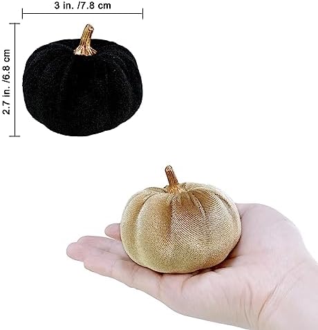 Winlyn 12 Pcs Small Assorted Faux Velvet Pumpkins Decorative Fabric in White Black Gray Taupe Foam Pumpkins 3" for Farmhouse Fall Wedding Thanksgiving Halloween Table Centerpiece Mantel Décor