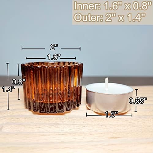 VOHO Amber Tealight Candle Holder Set of 24, Glass Votive Candle Holders