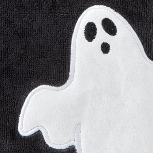 SKL Home Halloween Ghost Hand Towel Set-2pc, 100% Cotton Embroidered, Black