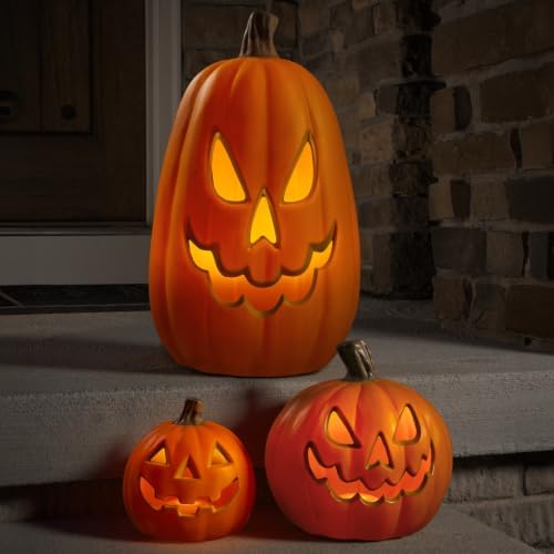 Xodus Battery Operated LED Light Pumpkin, Jack-O-Lantern, 8.5-inch, 2 Pack