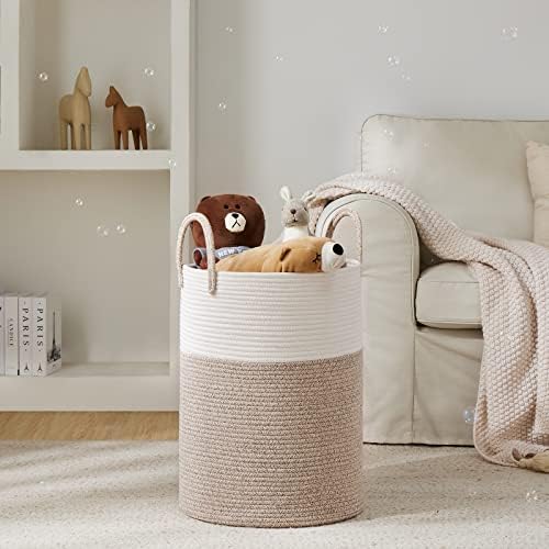 YOUDENOVA Cotton Rope Laundry Hamper Basket, 72L Blanket Basket for Bedroom