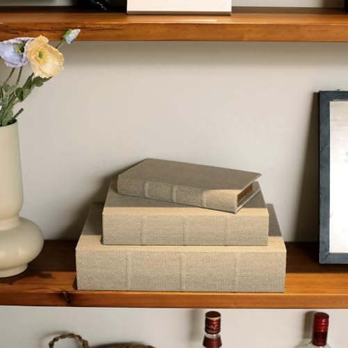 Decorative Book Boxes / Warm Taupe / 13",10",8 / Set of 3