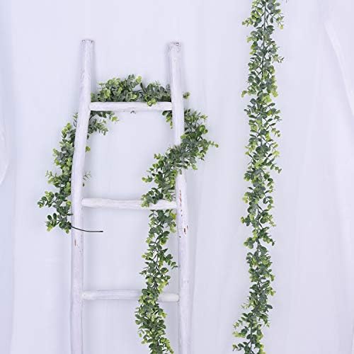 DearHouse Faux Eucalyptus Garland Plant, 2 Pack Artificial Vines Hanging Eucalyptus Leaves Greenery Garland for Wedding