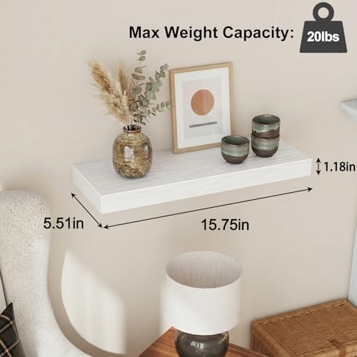 Fixwal Floating Shelves for Wall Decor (White, Set of 4, 15.7 Inch)