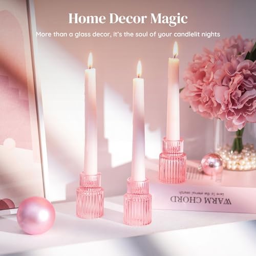 Glasseam Taper Candle Holders Bulk: 20 Pcs Small Candlestick for Christmas