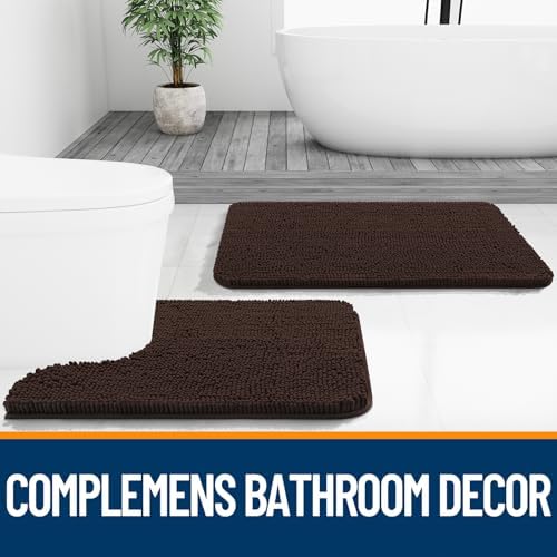 OLANLY Toilet Rugs U-Shaped 20x20, Soft Absorbent Chenille Contour Rugs