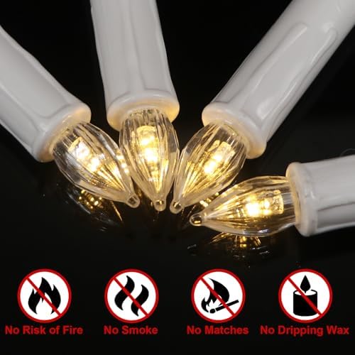 Wondise 30pcs Christmas Flameless Taper Candle Christmas Tree Lights