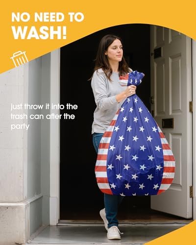 Niuara American Flag Plastic Table Cloth Disposable, 4 Pack, 54 x 108 in