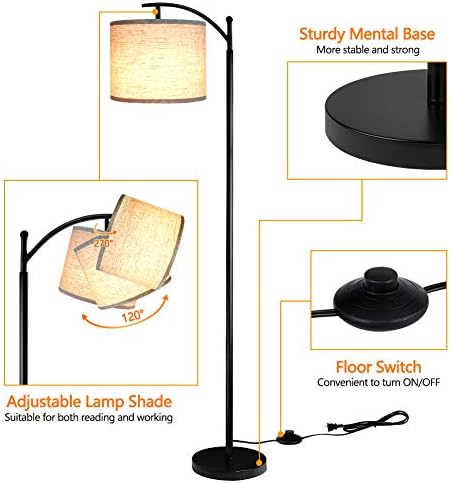 ROTTOGOON Floor Lamp for Living Room with 3 Color Temperatures LED Bulb, Standing Lamp Tall Industrial Floor Lamp