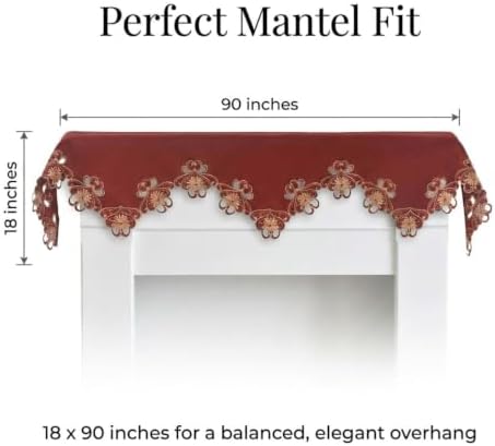 Decozen Mantel Scarf for Fireplace, Mantle Runner Cover Christmas Holiday Fireplace Decor Mantel Decoration Housewarming Gift