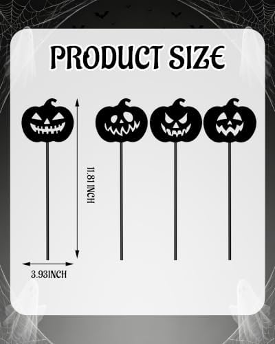 Halloween Decorative Garden Stakes, 4 Pcs Metal Ghost Silhouette Yard Signs for Flower Pot Planter, Outdoor Halloween Patio Lawn Decor