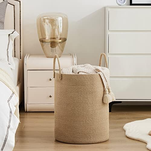 YOUDENOVA Jute Rope Laundry Hamper Basket, 58L Blanket Basket for Nursery
