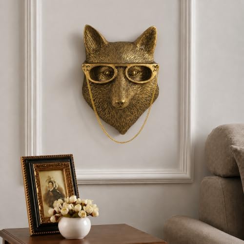 UITWMKTG Gold Fox Head Wall Decor - Modern Animal Wall Sculpture, Fox Wall Art for Living Room, Bedroom, Office, Gold