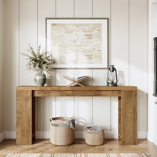 LITTLE TREE 70.9-Inch Long Console Table, Narrow Sofa Table Behind the Couch, Farmhouse Console Table for Living Room