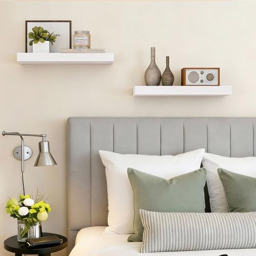 Fixwal Floating Shelves for Wall Decor (White, Set of 2, 15.7 Inch)