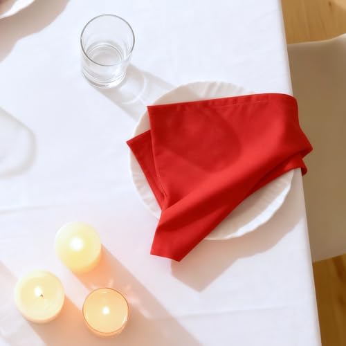 Cloth Napkins Set of 12, 100% Cotton Dinner Napkins for Thanksgiving, Christmas & Fall Entertaining, Washable Reusable Table Linens for Wedding & Everyday Use, 18 x 18 Inch, Red