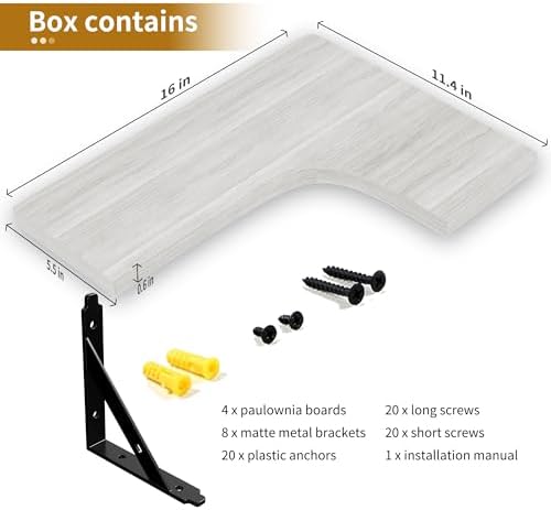 ROMGUAR CRAFT Corner Floating Shelves Wall Mounted Set of 4, White