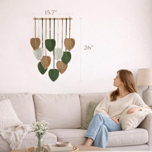 Macrame Wall Hanging / Green / 15.7 x 36