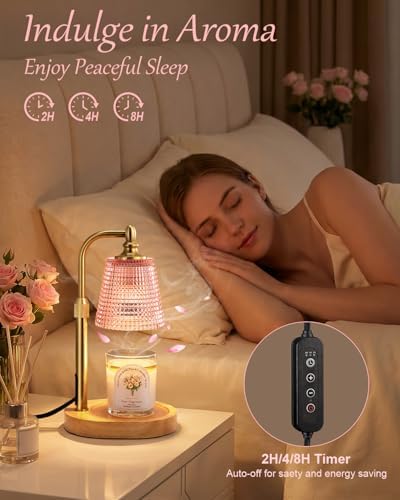 Candle Warmer Lamp with Timer, Birthday Gifts for Women,Pink Dorm Decor